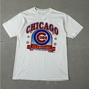 1989 Vintage Chicago Cubs National League Champs White T Shirt Size L